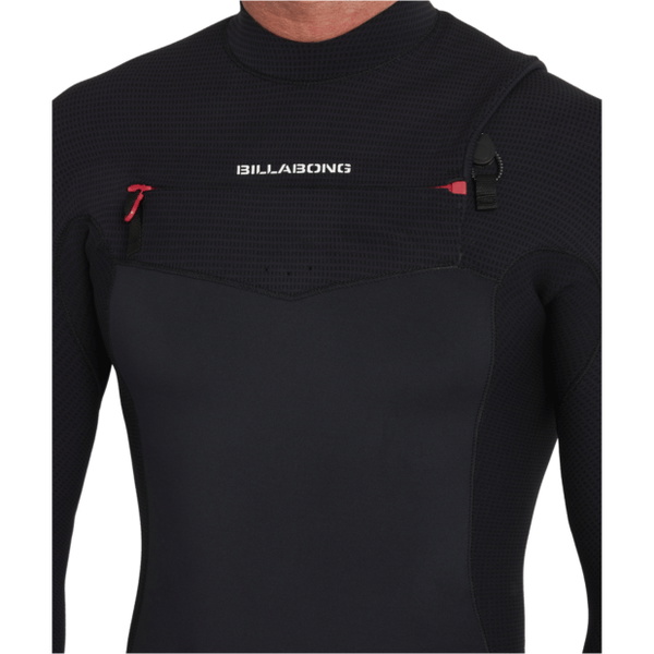 2026 Billabong Herre Revolution Naturfarvet 4/3mm Chest Zip Våddragt 24AW193512 - Black Red